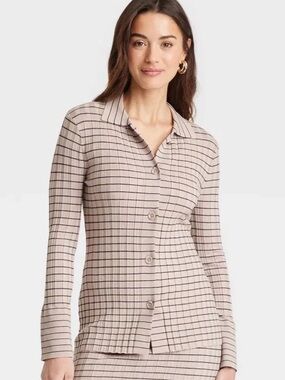 A New Day Women's Striped Viscose Nylon Blend Button-Down Cardigan